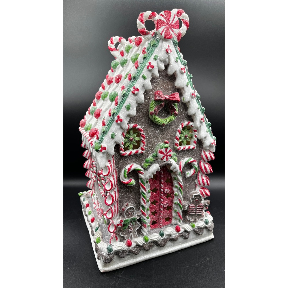 Cracker Barrel Christmas Gingerbread House Tabletop Decor Glitter 14" As Is